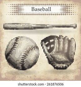 Vector set of baseball items