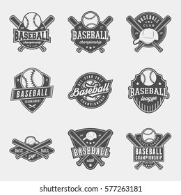 vector set of baseball logos, emblems and design elements.  logotype templates and badges