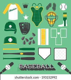 Vector Set: Baseball Objects and Icons