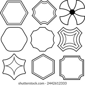 vector set of  basic geometric shapes or icon elements with sharp and rounded edges 