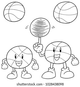 vector set of basketball ball cartoon