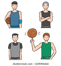 vector set of basketball player