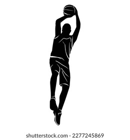 Juego de vectores de siluetas de jugadores de baloncesto, siluetas de baloncesto