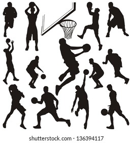 Vector set of basketball players silhouettes