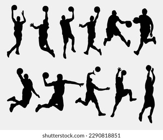 Vector set of Basketball players silhouettes, Basketball silhouettes