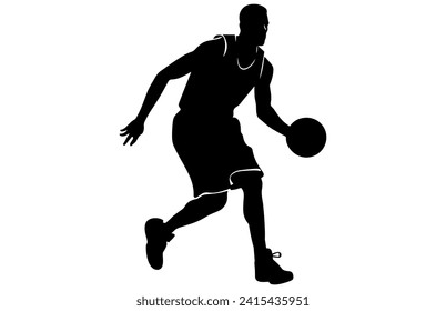 Vector set of Basketball players silhouettes, Man basketball player silhouette vector
