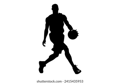 Vector set of Basketball players silhouettes, Man basketball player silhouette vector
