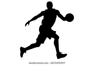 Vector set of Basketball players silhouettes, Man basketball player silhouette vector
