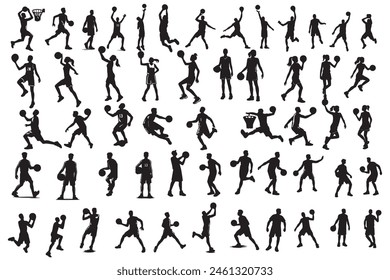 Vector set of Basketball players silhouettes, Basketball silhouettes