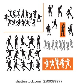 Vector set of Basketball players silhouettes, Basketball silhouettes, Anatomy of a Crossover