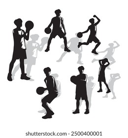 Vector set of Basketball players silhouettes, Basketball silhouettes, Anatomy of a Crossover