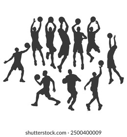 Vector set of Basketball players silhouettes, Basketball silhouettes, Anatomy of a Crossover