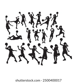 Vector set of Basketball players silhouettes, Basketball silhouettes, Anatomy of a Crossover