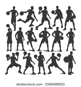 Vector set of Basketball players silhouettes, Basketball silhouettes, Anatomy of a Crossover