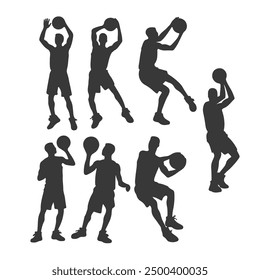 Vector set of Basketball players silhouettes, Basketball silhouettes, Anatomy of a Crossover