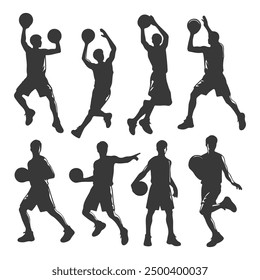 Vector set of Basketball players silhouettes, Basketball silhouettes, Anatomy of a Crossover