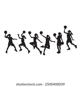 Vector set of Basketball players silhouettes, Basketball silhouettes, Anatomy of a Crossover