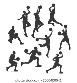 Vector set of Basketball players silhouettes, Basketball silhouettes, Anatomy of a Crossover