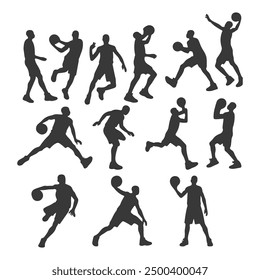 Vector set of Basketball players silhouettes, Basketball silhouettes, Anatomy of a Crossover