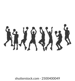 Vector set of Basketball players silhouettes, Basketball silhouettes, Anatomy of a Crossover