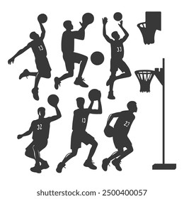 Vector set of Basketball players silhouettes, Basketball silhouettes, Anatomy of a Crossover