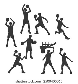 Vector set of Basketball players silhouettes, Basketball silhouettes, Anatomy of a Crossover
