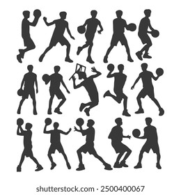 Vector set of Basketball players silhouettes, Basketball silhouettes, Anatomy of a Crossover