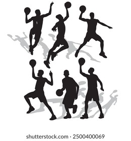 Vector set of Basketball players silhouettes, Basketball silhouettes, Anatomy of a Crossover