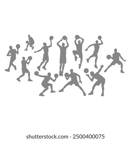 Vector set of Basketball players silhouettes, Basketball silhouettes, Anatomy of a Crossover