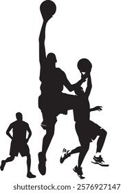 Vector set of Basketball players silhouettes.