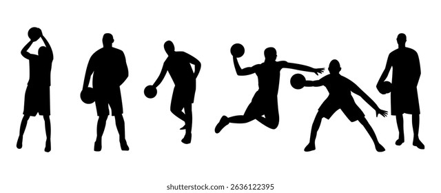 Vector set of Basketball players silhouettes, Basketball silhouettes