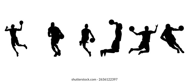 Vector set of Basketball players silhouettes, Basketball silhouettes