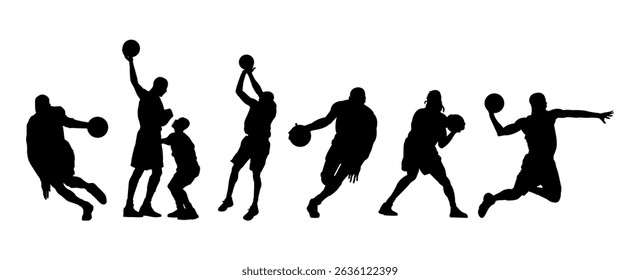 Vector set of Basketball players silhouettes, Basketball silhouettes