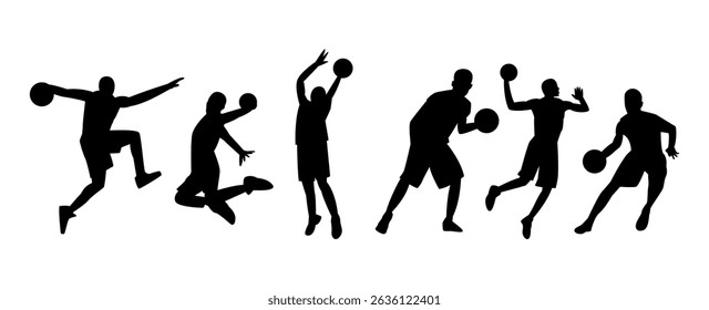 Vector set of Basketball players silhouettes, Basketball silhouettes