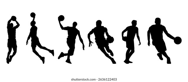 Vector set of Basketball players silhouettes, Basketball silhouettes