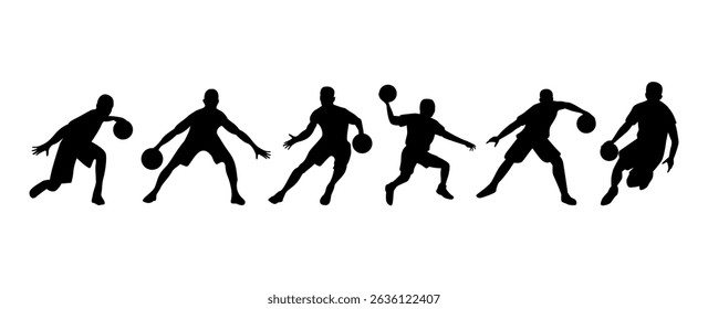 Vector set of Basketball players silhouettes, Basketball silhouettes