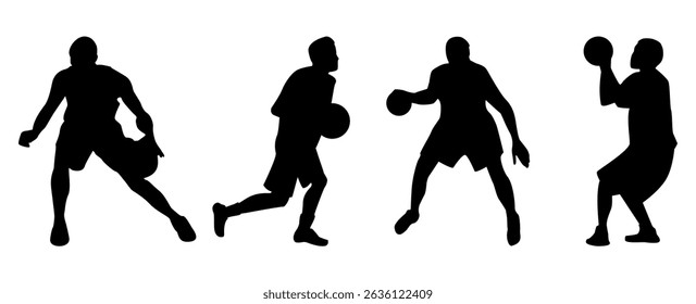 Vector set of Basketball players silhouettes, Basketball silhouettes
