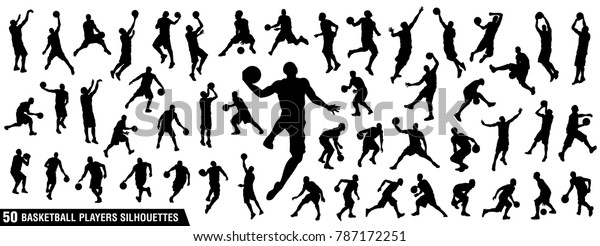 バスケットボール選手のシルエット バスケットボールのシルエットのベクター画像セット のベクター画像素材 ロイヤリティフリー