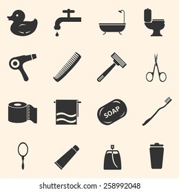 Vector Set of Bathroom and Hygiene Icons.