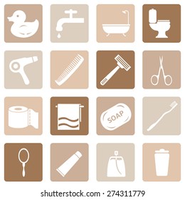 Vector Set of Bathroom and Hygiene Icons.