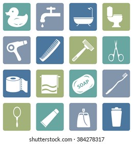 Vector Set of Bathroom and Hygiene Icons.