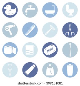 Vector Set of Bathroom and Hygiene Icons.