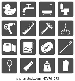 Vector Set of Bathroom and Hygiene Icons.
