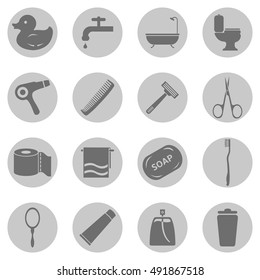 Vector Set of Bathroom and Hygiene Icons.