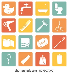 Vector Set of Bathroom and Hygiene Icons.