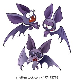 vector set of bats for Halloween on a white background