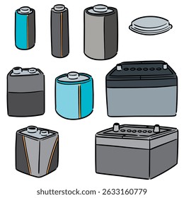 vector set of battery cartoon