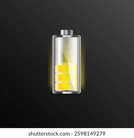 Vector set of battery charge indicators with low and high energy levels isolated on background