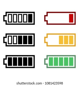 Vector Set of Battery Charging Icons. Levels of Energy.