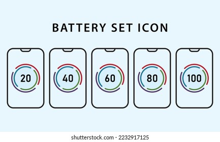 Conjunto de vectores de plantillas de iconos de batería. elegante icono del logotipo del vector simple. bueno para las necesidades de internet, ordenador, web, etc.